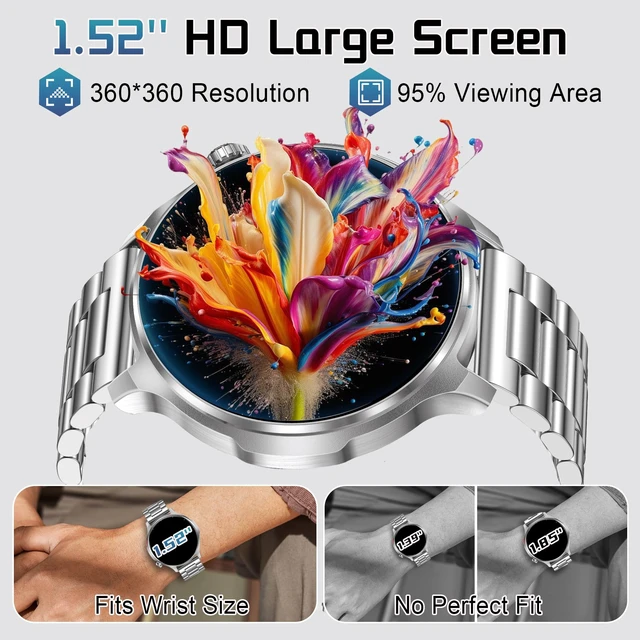 Alt view image 4 of 7 - Military Smart Watch for Men 1000mAh Battery 1.52" HD Screen Answer/Make Calls, IP68 Waterproof, 100+ Sports Modes, Sleep/Health Monitoring, Compatible iOS Android