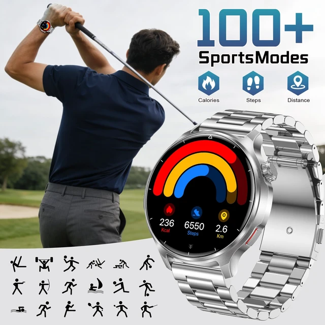 Alt view image 6 of 7 - Military Smart Watch for Men 1000mAh Battery 1.52" HD Screen Answer/Make Calls, IP68 Waterproof, 100+ Sports Modes, Sleep/Health Monitoring, Compatible iOS Android