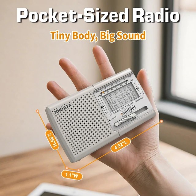 Alt view image 4 of 7 - D219 Radios Portable Am Fm with Strong Reception Compact Design, Small Battery Operated Transistor Radio(AA) Clear Sound Speaker Earphone Jack Ideal Gifts for Elder, Family, Outdoor, Beige