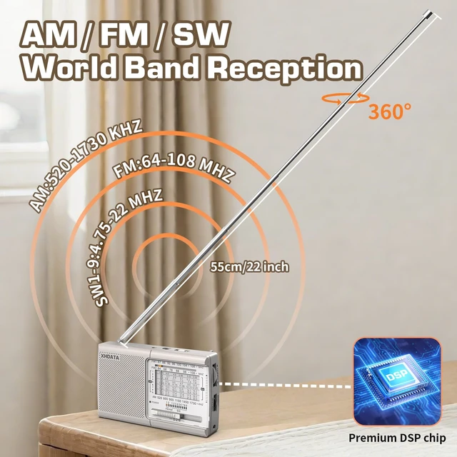 Alt view image 6 of 7 - D219 Radios Portable Am Fm with Strong Reception Compact Design, Small Battery Operated Transistor Radio(AA) Clear Sound Speaker Earphone Jack Ideal Gifts for Elder, Family, Outdoor, Beige
