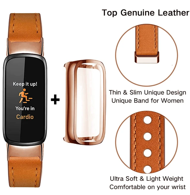 Alt view image 3 of 6 - Elegant Slim Leather Bands Compatible with Fitbit Luxe Strap Wristband, Soft,Bracelet,Replacement,for Fitbit Luxe Fitness and Wellness Tracker,Women