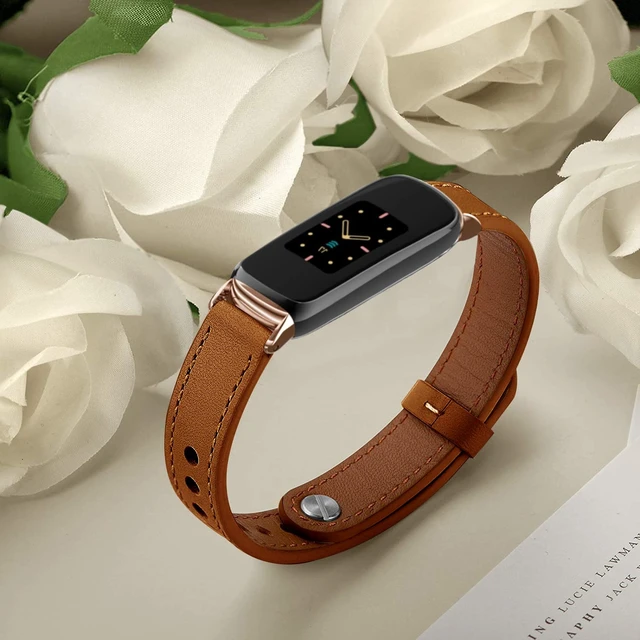 Alt view image 4 of 6 - Elegant Slim Leather Bands Compatible with Fitbit Luxe Strap Wristband, Soft,Bracelet,Replacement,for Fitbit Luxe Fitness and Wellness Tracker,Women