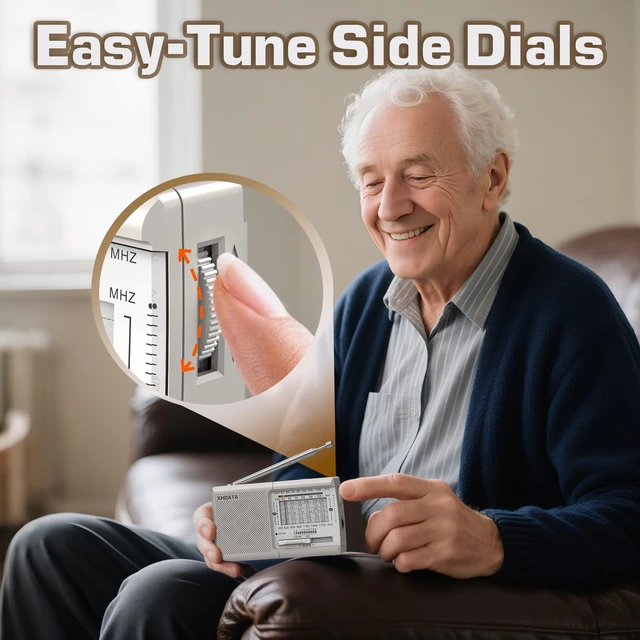 Alt view image 7 of 7 - D219 Radios Portable Am Fm with Strong Reception Compact Design, Small Battery Operated Transistor Radio(AA) Clear Sound Speaker Earphone Jack Ideal Gifts for Elder, Family, Outdoor, Beige