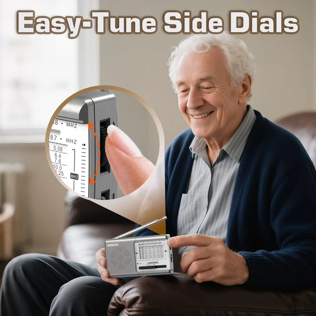 Alt view image 6 of 7 - D219 Radios Portable Am Fm with Strong Reception Compact Design, Small Battery Operated Transistor Radio(AA) Clear Sound Speaker Earphone Jack Ideal Gifts for Elder, Family, Outdoor, Silver