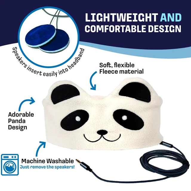 Alt view image 3 of 7 - Over The Ear Headband Headphones - Kids Headphones Volume Limited with Thin Speakers & Super Soft Fleece Headband - Ivory Panda