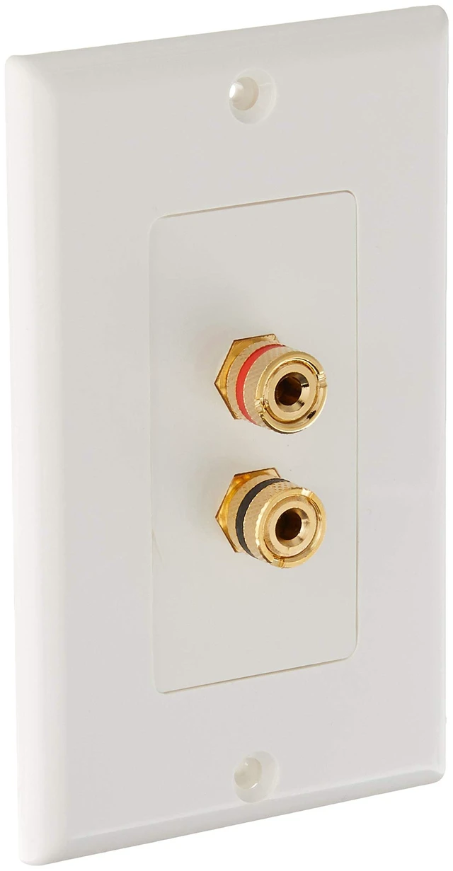 Main image of Banana Binding Post - Two-Piece inset Wall Plate for 1 Speaker, Coupler Type, Color Indicators, Gold