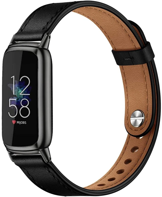 Main image of Elegant Slim Leather Bands Compatible with Fitbit Luxe,Black Strap Wristband, Soft,Bracelet,Replacement,for Fitbit Luxe Fitness and Wellness Tracker,Women