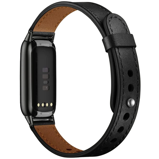 Alt view image 2 of 7 - Elegant Slim Leather Bands Compatible with Fitbit Luxe,Black Strap Wristband, Soft,Bracelet,Replacement,for Fitbit Luxe Fitness and Wellness Tracker,Women