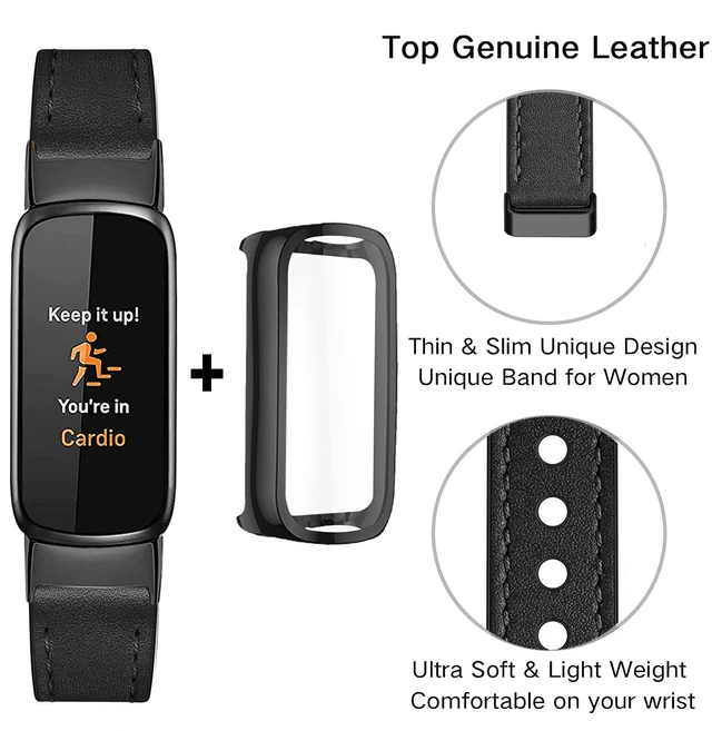 Alt view image 3 of 7 - Elegant Slim Leather Bands Compatible with Fitbit Luxe,Black Strap Wristband, Soft,Bracelet,Replacement,for Fitbit Luxe Fitness and Wellness Tracker,Women
