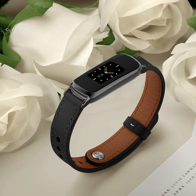 Alt view image 4 of 7 - Elegant Slim Leather Bands Compatible with Fitbit Luxe,Black Strap Wristband, Soft,Bracelet,Replacement,for Fitbit Luxe Fitness and Wellness Tracker,Women