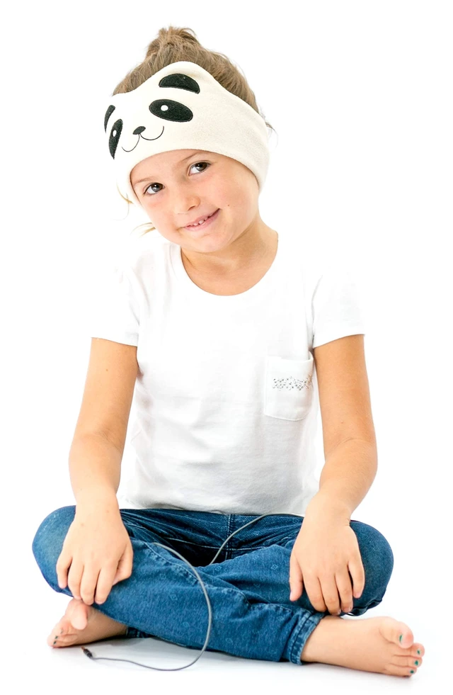 Alt view image 7 of 7 - Over The Ear Headband Headphones - Kids Headphones Volume Limited with Thin Speakers & Super Soft Fleece Headband - Ivory Panda