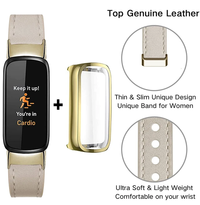 Alt view image 4 of 7 - Elegant Slim Leather Bands Compatible with Fitbit Luxe Strap Wristband, Soft,Bracelet,Replacement,for Fitbit Luxe Fitness and Wellness Tracker,Women