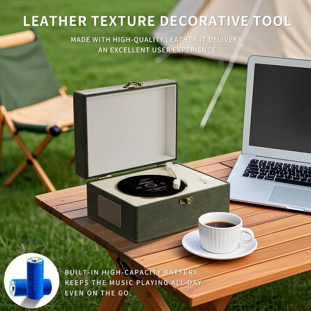 Alt view image 4 of 7 - Portable CD Player with Bluetooth, Wireless Remote, Leather Casing