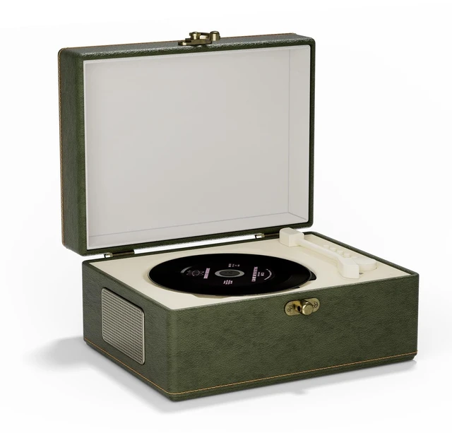 Main image of Portable CD Player with Bluetooth, Wireless Remote, Leather Casing