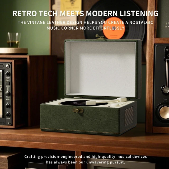 Alt view image 5 of 7 - Portable CD Player with Bluetooth, Wireless Remote, Leather Casing