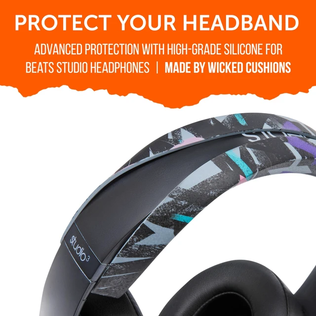 Alt view image 4 of 7 - BandZ Studio & Studio Pro - Silicone Headband Cover for Beats Studio Made by Wicked Cushions Does Not Fit Beats Solo Enhanced Comfort & Sweat Protection 90's Black