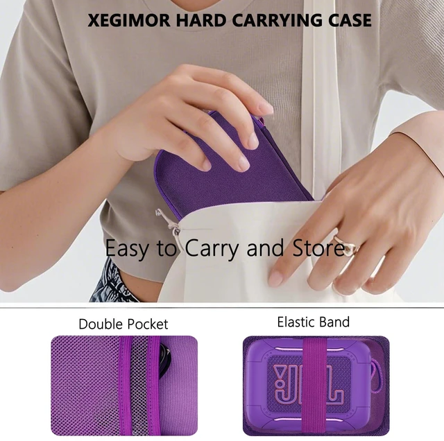Alt view image 4 of 7 - Silicone Cover and Hard Carrying Case for JBL Go 5 Bluetooth Speaker Protective Cases for Go 5 Speaker Accessories, Scratch-Resistant and Drop-Proof Cover (Purple)