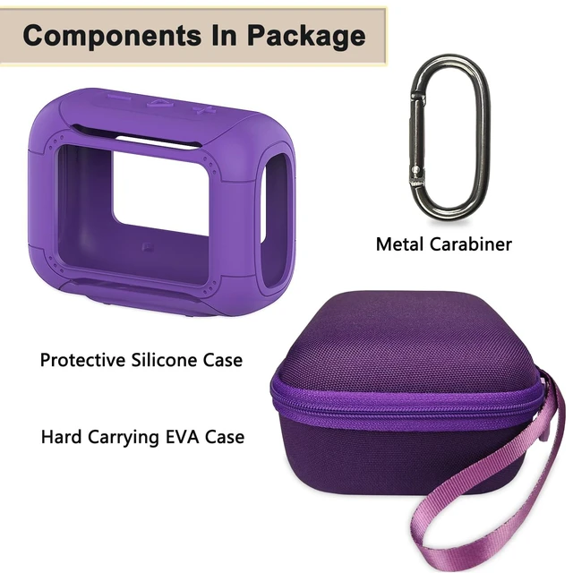 Alt view image 3 of 7 - Silicone Cover and Hard Carrying Case for JBL Go 5 Bluetooth Speaker Protective Cases for Go 5 Speaker Accessories, Scratch-Resistant and Drop-Proof Cover (Purple)