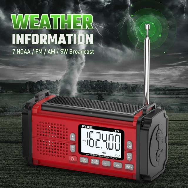 Alt view image 3 of 6 - J-924 10000mAh/37000mWh Hand Crank Emergency Radio NOAA AM FM SW AAA Battery/USB/Solar/Hand Crank Charging, Torch& Reading Light, SOS Alarm, Power Bank NOAA Weather Radio