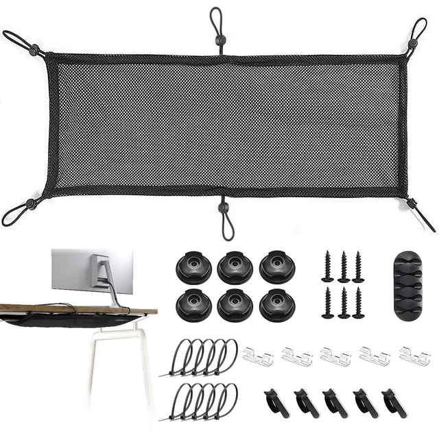 Main image of Cable Management Mesh Under Desk Kit, Privacy Net, 36PCS Table Flexible Wire Organizer, Extra Large Capacity Kit Desk, 27 x 10 Inches