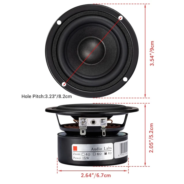 Alt view image 3 of 7 - 2PCS 3 Inch Full Range Bookshelf Speaker, 8 Ohm HiFi Woofer Anti-Magnetic Multimedia Loudspeaker for DIY Audio, 5-15W HiFi Tweeter for Bookshelf Speakers, Boom Box & Home Theater