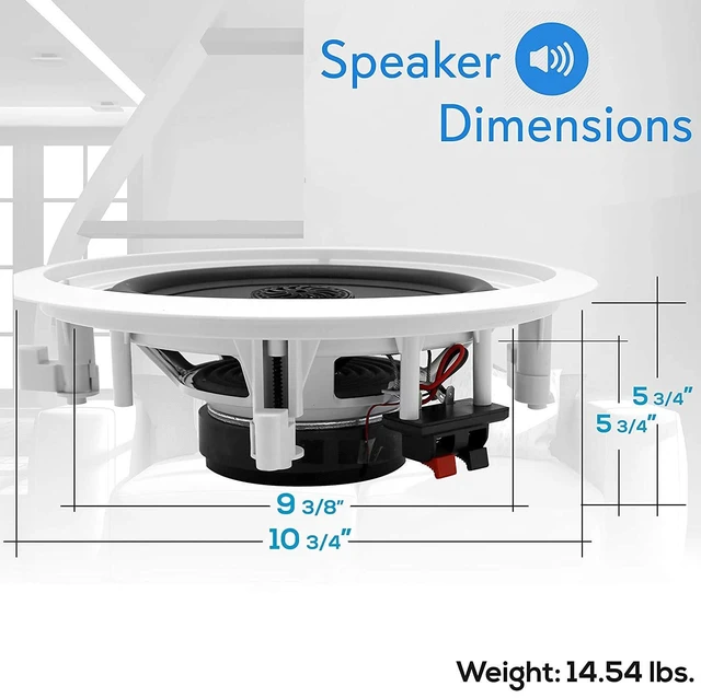 Alt view image 2 of 7 - 8 Ceiling Wall Mount Speakers - Pair of 2-Way Midbass Woofer Speaker 70v Transformer Directable 1 Titanium Dome Tweeter Design w/ 55Hz-22kHz Frequency Response & 300 Watts Peak - PDIC80T White