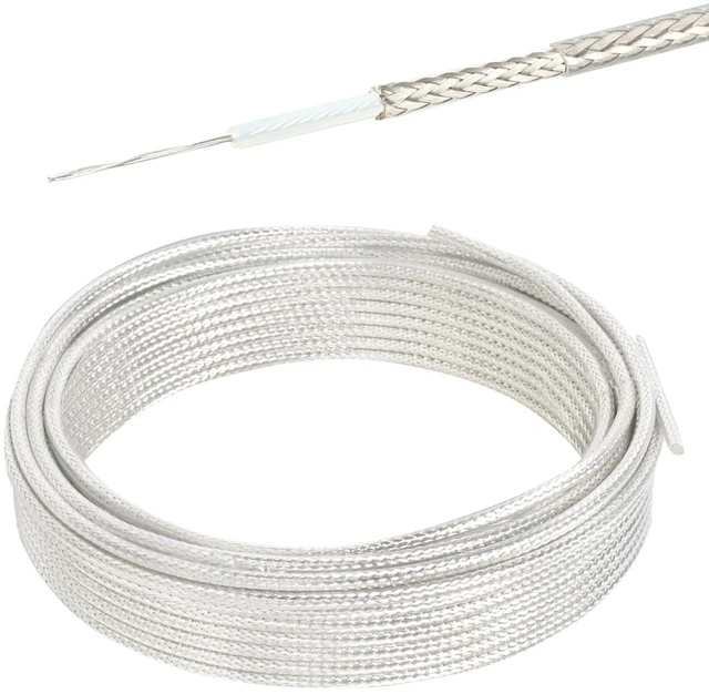 Main image of RG-316 Coax Cable 50 ft Thin RF Coaxial Cable Flexible Lightweight Low Loss Coax Silver-Plated Copper Teflon Jacket, White