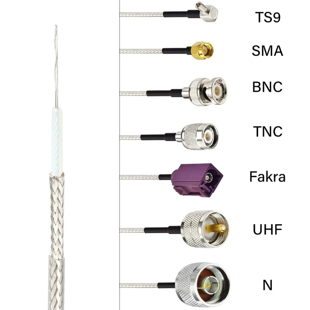Alt view image 3 of 3 - RG-316 Coax Cable 50 ft Thin RF Coaxial Cable Flexible Lightweight Low Loss Coax Silver-Plated Copper Teflon Jacket, White
