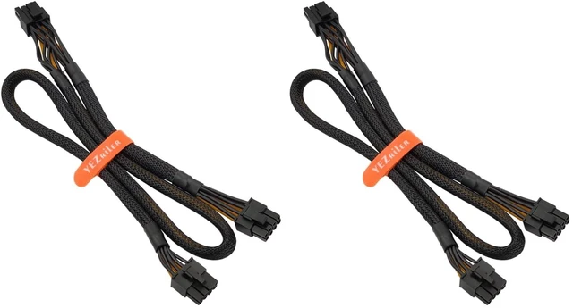 Main image of PCIe Cable - 8 Pin Male to Dual 8 Pin (6+2) Male Power Adapter, Sleeved 25-inch+9-inch (63cm+23cm) for Seasonic PSUs (Pack of 2)