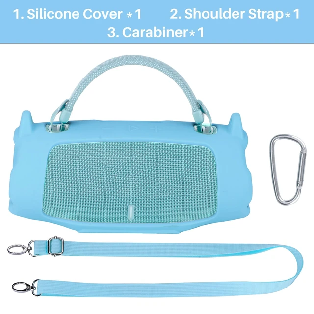 Alt view image 3 of 7 - Silicone Cover Compatible with JBL Charge 6 Portable Speaker Precisely Tailored Silicone Cover, Anti-Slip Texture, Shock Buffer Protection, Lightweight Carry, Light Blue Cover