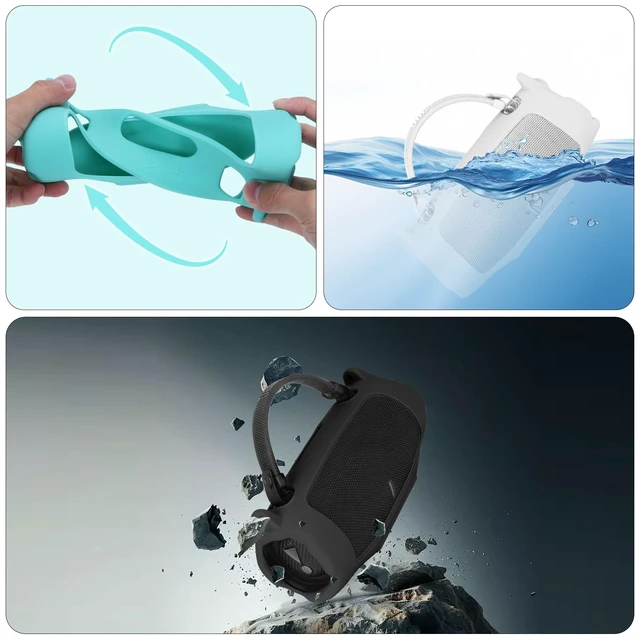 Alt view image 7 of 7 - Silicone Cover Compatible with JBL Charge 6 Portable Speaker Precisely Tailored Silicone Cover, Anti-Slip Texture, Shock Buffer Protection, Lightweight Carry, Light Blue Cover