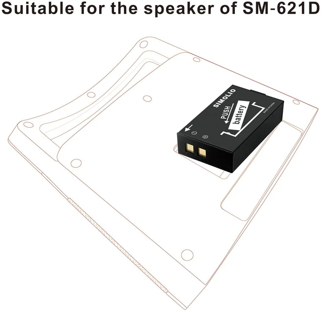 Alt view image 4 of 4 - Battery for TV Speakers SM-621D, Work with Non-USB-C Speakers Only Only Compatible with SM-621 & SM-621D Speakers with Barrel Power Jack, Do Not Work for USB-C Ported Speakers