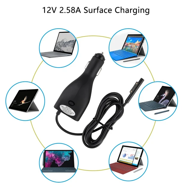Alt view image 5 of 7 - Surface Car Charger, 42W 12V 2.58A Power Supply for Microsoft Surface Pro 3/Pro 4/Pro 5/Pro 6, Surface Book, Surface Go, Surface Laptop with 5V 2.1A USB Charging Port
