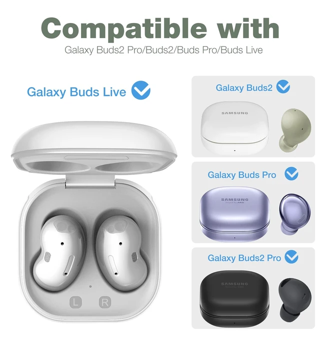 Alt view image 2 of 7 - Protective Case for Samsung Galaxy Buds FE(2023)/Buds 2 Pro(2022)/Buds 2(2021)/Buds Pro(2021)Buds Live(2020), Shockproof Sturdy Earbuds Cover for Charging Case with Heavy-Duty Carabiner, Green