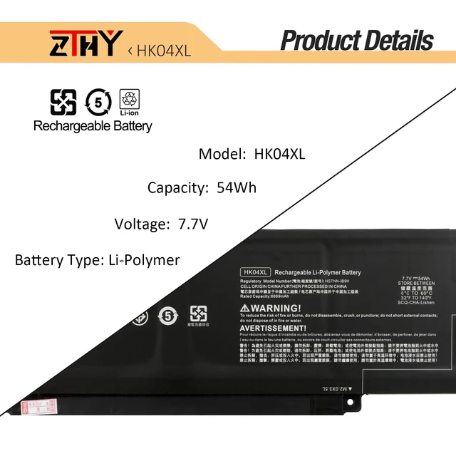 Alt view image 3 of 7 - 54Wh HK04XL Laptop Battery Replacement for HP EliteBook X360 1030 G7 G8 For EliteBook X360 1040 G7 G8 Series L82391-005 HK04054XL L82391-007 L82391-006 HSTNN-IB9H L79376-1B1 L79376-1B2 7.7V 6669mAh