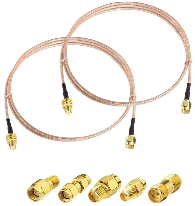 Main image of Male to Female RF Coaxial Coax Cable - 12inches & 5 Piece Adapter Kit (SMA, SMA/RPSMA) for WiFi, Ham Radio, GPS, 3G/4G LTE Antenna, LNA