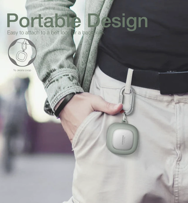 Alt view image 5 of 7 - Protective Case for Samsung Galaxy Buds FE(2023)/Buds 2 Pro(2022)/Buds 2(2021)/Buds Pro(2021)Buds Live(2020), Shockproof Sturdy Earbuds Cover for Charging Case with Heavy-Duty Carabiner, Green