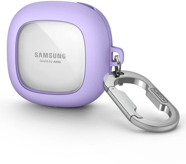 Main image of for Samsung Galaxy Buds 2 Pro Case(2022)/Galaxy Buds 2 Case(2021)/Galaxy Buds Live Case(2020)/Galaxy Buds Pro Case(2021) Hard Clear PC Shockproof TPU Purple Cover with Silver Carabiner