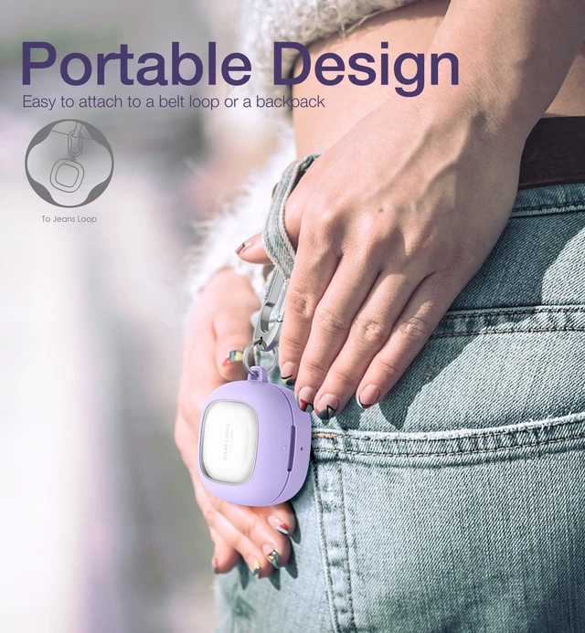 Alt view image 5 of 7 - for Samsung Galaxy Buds 2 Pro Case(2022)/Galaxy Buds 2 Case(2021)/Galaxy Buds Live Case(2020)/Galaxy Buds Pro Case(2021) Hard Clear PC Shockproof TPU Purple Cover with Silver Carabiner