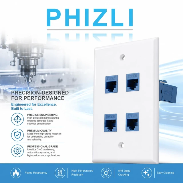 Alt view image 6 of 7 - Ethernet Wall Plate 4 Port, Cat 6 Ethernet Wall Outlet Female-Female, Compatible with Cat7/6/6e/5/5e RJ45 Jack Keystone Inline Coupler Wallplate Devices - Ethernet Plug In Wall Outlet - Blue