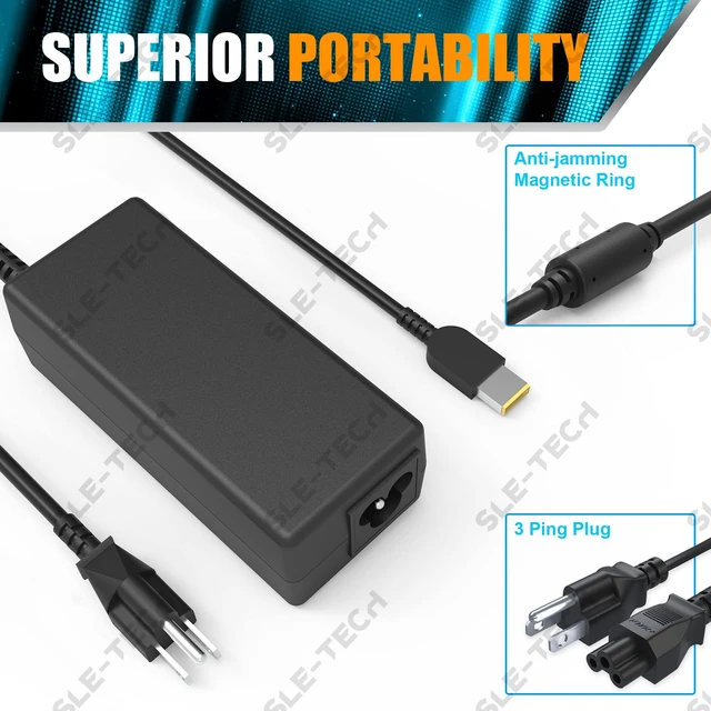 Alt view image 2 of 6 - 90W Charger for Lenovo ThinkPad T440 T450 X1 Carbon Slim Tip Compatible with E431 E440, G410 Z510, Yoga 11s, Flex 14 15D, 45N0237 0B46994 45N0236 45N0239 344428U T431s 0B46994 0B46995