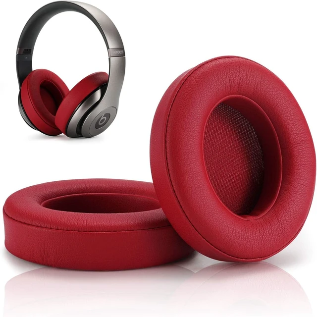 Alt view image 4 of 6 - Replacement Ear Pads for Beats Studio 2 & 3 Over-Ear Headphones, Wine Red Earpads Cushions 1 Pair Protein Leather, Memory Foam, Storage Bag, Spare Adhesive, Installation Booklet