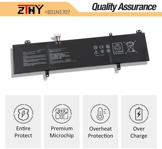 Alt view image 5 of 7 - B31N1707 B31N1707-1 Laptop Battery Replacement for Asus VivoBook S14 S410 S410U S410UA S410UF S410UN S410UQ S4200UF S401QA S401UA S401UF S4100V S4200U X411UA X411UF X411UN X411UQ K410U K410UA P1410UA