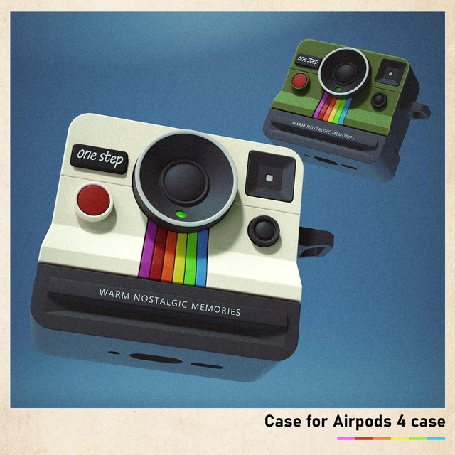Alt view image 3 of 7 - Case for AirPods 4 Case with Retro Polaroid Camera for Women - Cute Apple AirPods 4 Cover, 4th Generation AirPod Cases, Premium Silicone Protector, Ideal for Fashionable Ladies (White, Airpods 4 Case)