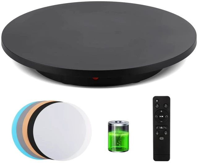 Main image of Cordless & Rechargeable Photography Turntable 16.5inch/220lbs Motorized Rotating Display Stand 360 Degree with Remote Control Electric Turntable for Products Photo or Short Video (Black)