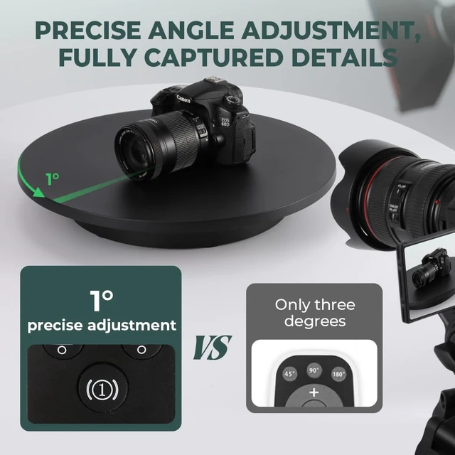 Alt view image 4 of 7 - Cordless & Rechargeable Photography Turntable 16.5inch/220lbs Motorized Rotating Display Stand 360 Degree with Remote Control Electric Turntable for Products Photo or Short Video (Black)