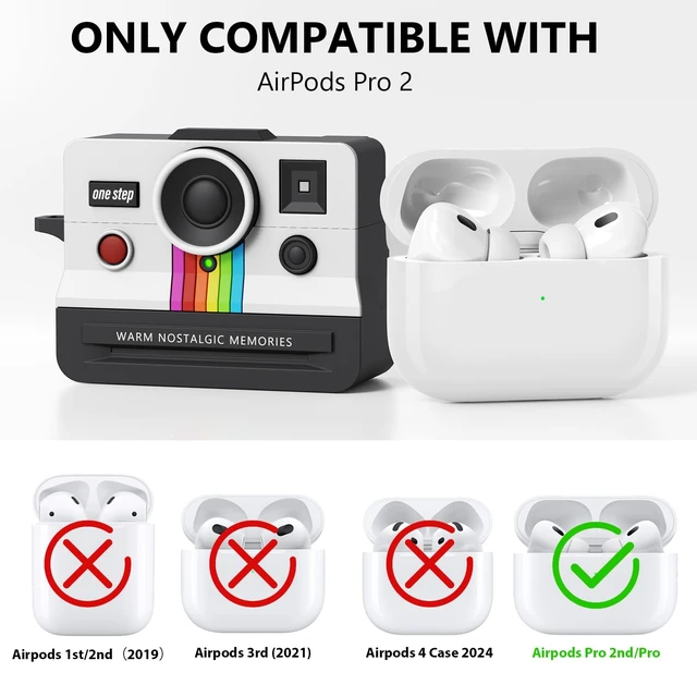 Alt view image 5 of 7 - Case for Apple AirPods Pro 2 Cases with Camera Cover Compatible Anti-Drop Silicone Cover AirPods Pro Accessories Kit Cleaning Tools for Earbuds Keychain Earphone Cases (White, Airpods Pro 2/1 Case)