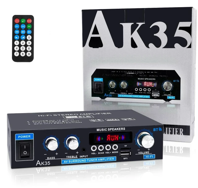 Main image of AK35 Home Audio Amplifier Bluetooth 5.0 200W Stereo Receivers 2.0 Channel,Bass & Treble, Remote Control, USB/TF/MIC/AUX Input,Suitable for Home Theater Passive Speakers