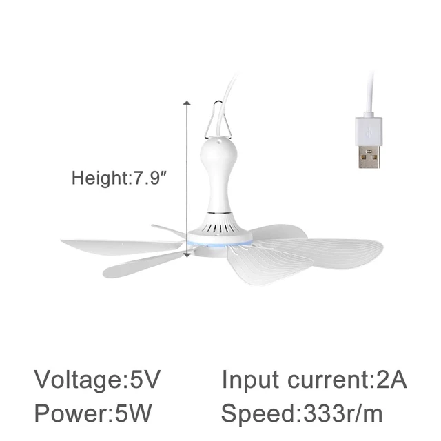 Alt view image 4 of 7 - USB Mini Small Ceiling Fan quiet Camping Optional Emergency Portable Outdoor Hanging Gazebo Canopy Dorm Fans Silent For Grow Tent,Hiking,Outages Speed Home Room Battery operated,Power Bank powered