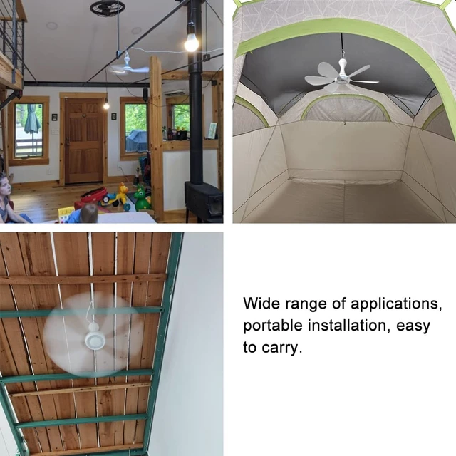 Alt view image 5 of 7 - USB Mini Small Ceiling Fan quiet Camping Optional Emergency Portable Outdoor Hanging Gazebo Canopy Dorm Fans Silent For Grow Tent,Hiking,Outages Speed Home Room Battery operated,Power Bank powered
